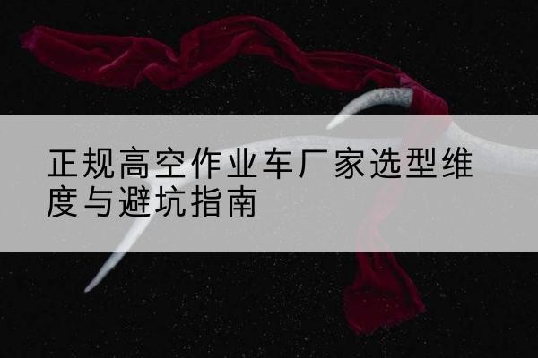 昭苏高空作业车厂家-正规选型维度与避坑指南